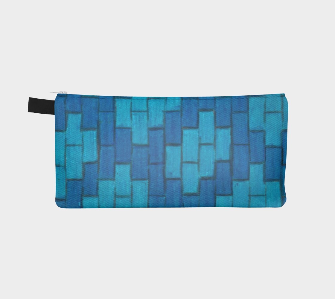 Cotton Canvas Pencil case | Blue bricks