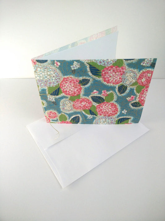 Handsewn Chiyogami Cotton Rag Blank Card | Spring Blossoms