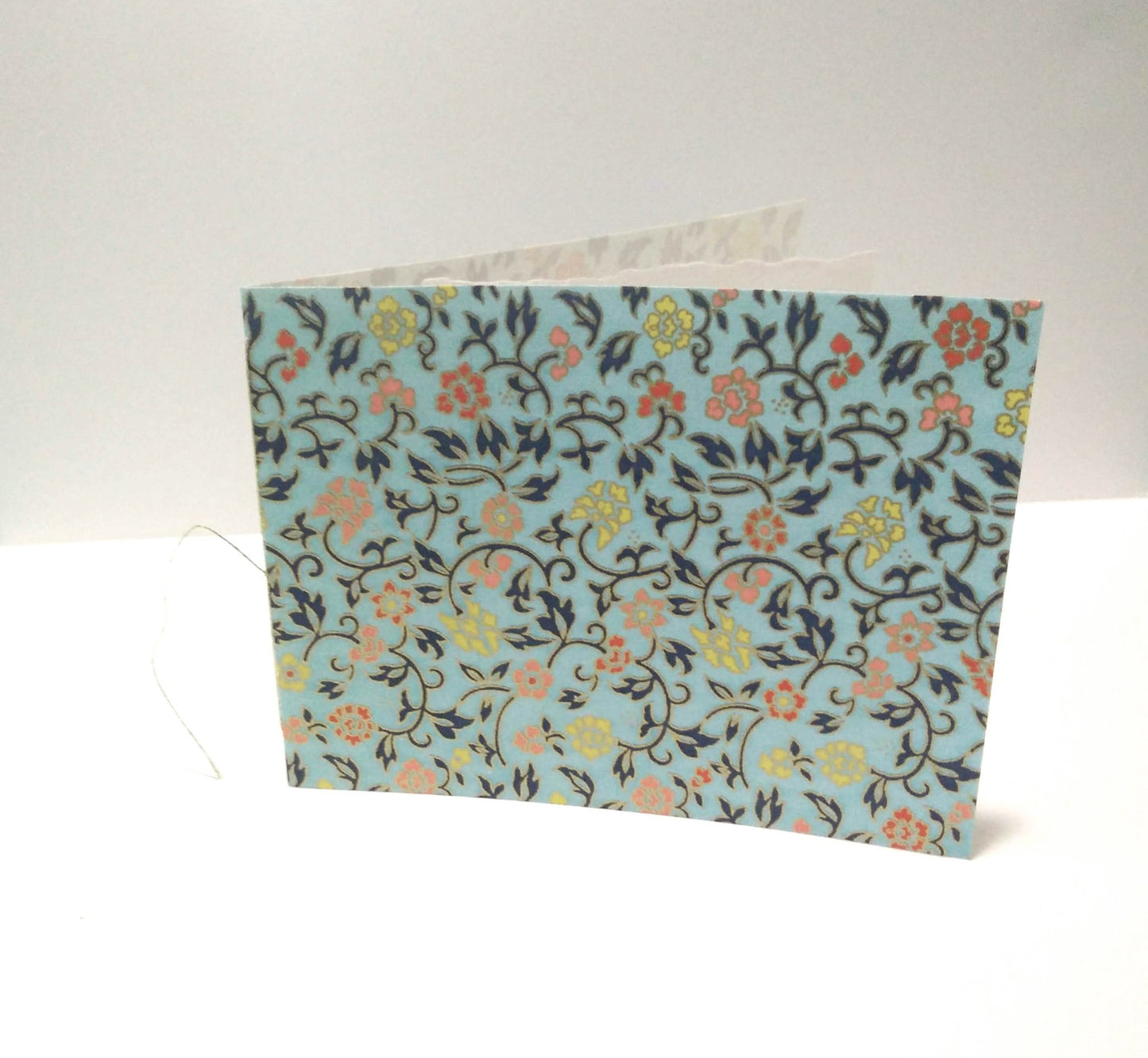 Handsewn Chiyogami Cotton Rag Blank Card | Vintage Floral